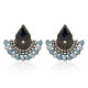 1 Pair Bohemian Crystal Rhinestones Fan Shaped Water Drop Retro Earrings for Women