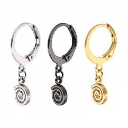 1 Piece Titanium Steel Hoop Earrings Cool 316L Stainless Steel Spiral Circle Pendant Unisex Jewelry