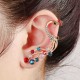 1 pc Ethnic Peacock Silver Earring Colorful Rhinestones Ear Cuff Cartilage Earring for Women