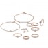 10 Pcs of Gold Silver Plated Artificial Pearl Rings Women Bracelets Jewelry Set