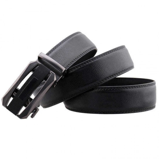 125CM Second Layer Cowhide Leather Business Alloy Automatic Buckle Belt Balck Brown