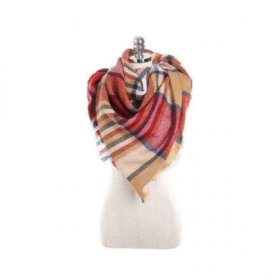 140CM Women Autumn Plaid Blanket Scarf Wraps Casual Warm Soft Scarves