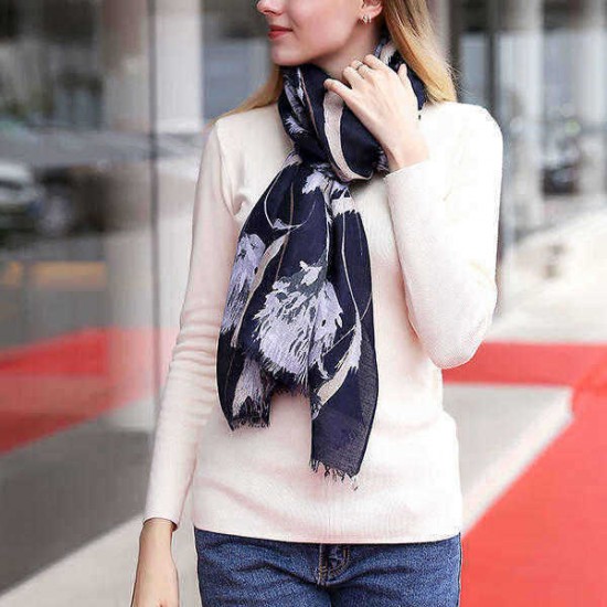 180CM Women Pashmere Flower Soft Scarf Casual Thickening Warm Shawl Scarves
