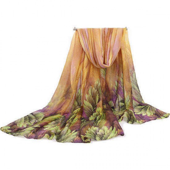 180CM Women Voile Coral Flower Printing Scarf Casual Oversize Warm Soft Scarves Shawls