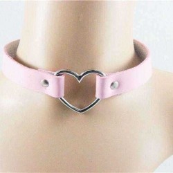 1CM Width Punk Gothic Metal Heart Leather Choker Collar Necklace Only for Wholesale