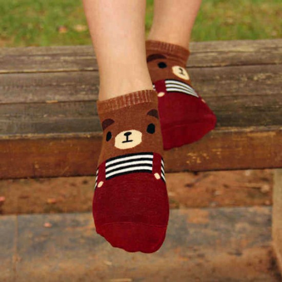 1Pair Women Girls Socks Warm Cotton Blend Cartoon Animal Pattern Cute Hosiery