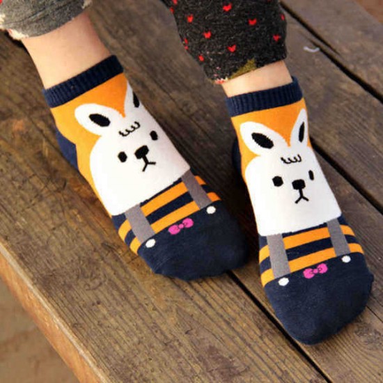 1Pair Women Girls Socks Warm Cotton Blend Cartoon Animal Pattern Cute Hosiery