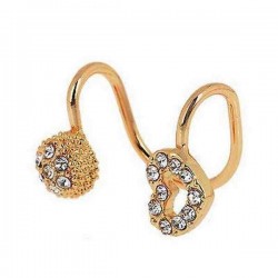 1pc Crystal Hollow Heart Round Earring Clip Ear Cuff For Women