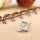 1pc Square Fish Bone Zircon Crystal Stud Earrings Gold Silver Plated