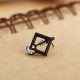 1pc Square Fish Bone Zircon Crystal Stud Earrings Gold Silver Plated