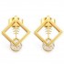 1pc Square Fish Bone Zircon Crystal Stud Earrings Gold Silver Plated