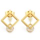 1pc Square Fish Bone Zircon Crystal Stud Earrings Gold Silver Plated