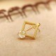 1pc Square Fish Bone Zircon Crystal Stud Earrings Gold Silver Plated