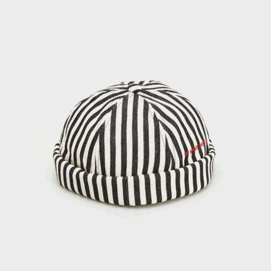 2019 Autumn Stripe Beret  Street Trends Melon Cap Vintage Innocent Metal Standard Sailor Brimless Hats