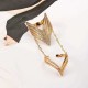 24K Gold Plated Punk Arrow Shape Chain Linked Two Rings Statement Sparkling Zircon Jewelry for Women