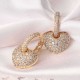 24K Gold and Platinum Plated Micro Inlay Zircon Shiny Heart Pendant Hoop Earrings Jewelry for Women