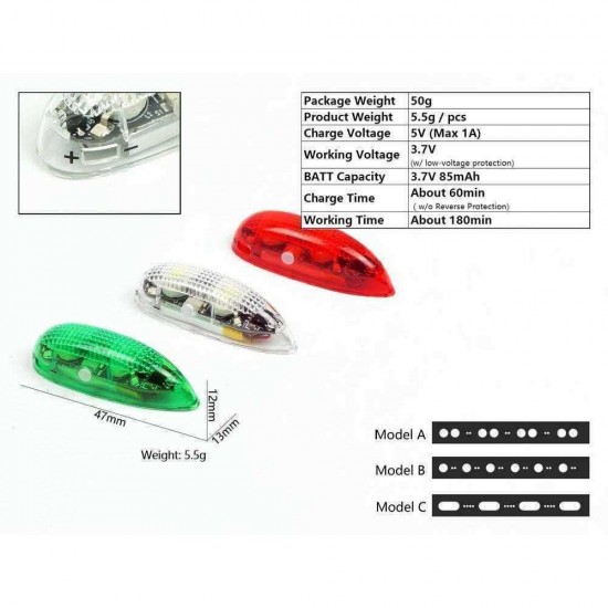 3 PCS Wireless LED Night Light Built-in Battery with Controller For RC Airplane