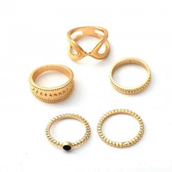 5 Pcs Bohemian Finger Rings Set Round Geometric Ring Fashion Jewelry for Women