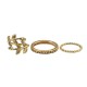5 Pcs Punk Leaf Ring Set Retro Golden Zinc Alloy Red and Purple Stone Knuckle Ring Jewelry for Women