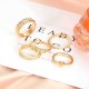 5 Pcs/ Set Bohemian Rhinestone Crystal Rings Heart Moon Fashion Ring