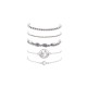 5-piece Simple Fashion Metal Shell Map Silver Beads Anchor Bracelet