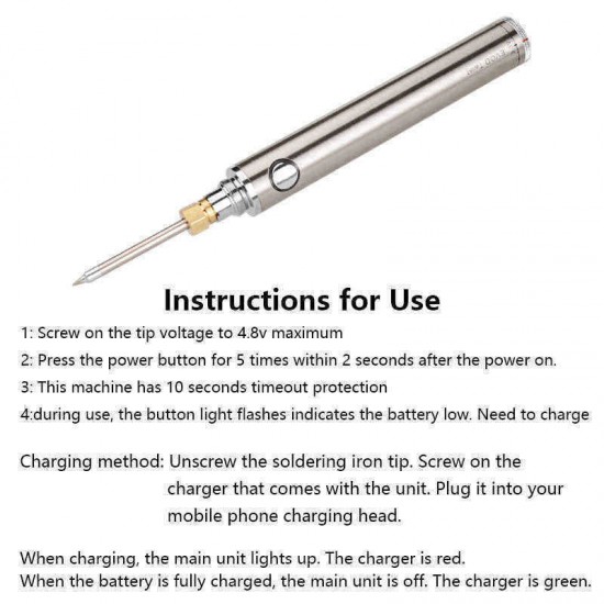5V 8W Solder Iron Wireless Charging Soldering Iron Mini Portable Rechargeable Battery Soldering Iron with USB Welding Tools