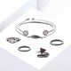 6 PCS of Arrow Rings Feather Chain Crystal Bracelets Jewelry Set