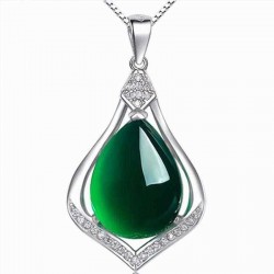 925 Silver Zircon Crystal Chalcedony Pendant For Necklace Chain