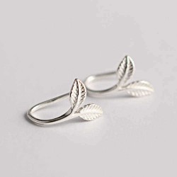 925 Sterling Silver Earrings Stylish Silver Leaf Ear Drop Lovely Earring Gift for Women