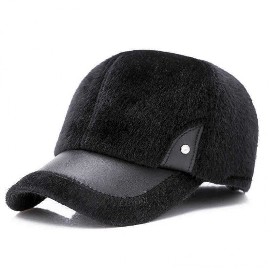 Artificial Marten Hair Earmuffs Baseball Cap Winter Warm Thicken Peaked Hat Adjustable