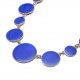 Blue Enamel Round Flat Necklace Earrings Jewelry Set Simple Style for Women