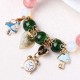 Bohemia Crystal Glass Beaded Bracelet Heart Clock Charm Bangles Hand Chain for Women