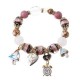 Bohemia Crystal Glass Beaded Bracelet Heart Clock Charm Bangles Hand Chain for Women