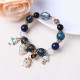 Bohemia Crystal Glass Beaded Bracelet Heart Clock Charm Bangles Hand Chain for Women