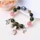 Bohemia Crystal Glass Beaded Bracelet Heart Clock Charm Bangles Hand Chain for Women