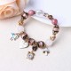 Bohemia Crystal Glass Beaded Bracelet Heart Clock Charm Bangles Hand Chain for Women