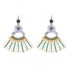 Bohemian 14K Gold Plated Peacock Tail Shape Flower Ear Drop Elegant Blue Opal Earrings for Women