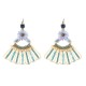 Bohemian 14K Gold Plated Peacock Tail Shape Flower Ear Drop Elegant Blue Opal Earrings for Women