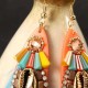 Bohemian 14K Gold Plated Retro Ethnic Feather Pendant Shell Shiny Zircon Earrings for Women