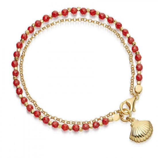 Bohemian Beaded Bracelet Double Deck Simple Shell Charm Chain Bracelets for Women