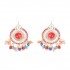 Bohemian Colorful Women's Bead Tassel Drop Earrings Ethnic Big Disc Dangle Earrings for Women