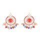 Bohemian Colorful Women's Bead Tassel Drop Earrings Ethnic Big Disc Dangle Earrings for Women