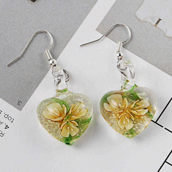 Bohemian Creative Luminous Ethnic Jewelry Earrings Flower Pattern Heart Dangle Earring for Women