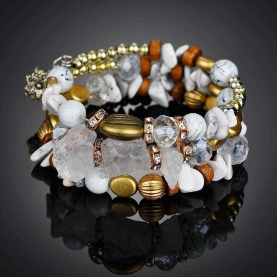 Bohemian Crushed Stone Bracelet Multi Layer Beaded Bracelet Mix Color Crystal Women Bracelet