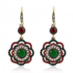 Bohemian Diamond Flower Ear Drop Ethnic Style Rhinestone Ear Drop Earring For Women