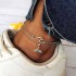 Bohemian Double-layer Silver Anklets Wavy Mermaid Tail Pendant Chain Anklet Vintage Jewelry