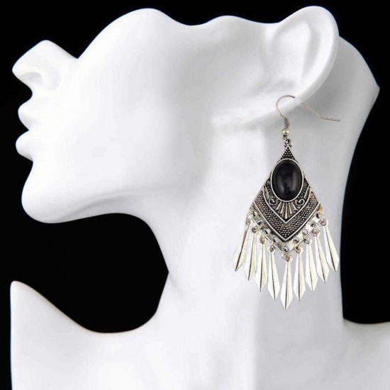 Bohemian Drop Earrings Gemstone Alloy Tassels Geometry Drop Earring For Women