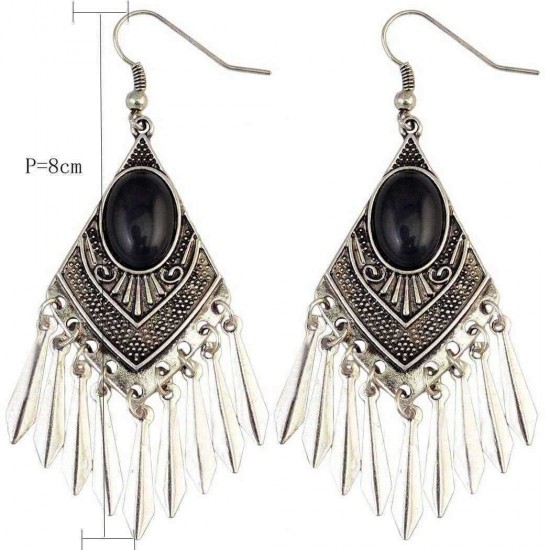 Bohemian Drop Earrings Gemstone Alloy Tassels Geometry Drop Earring For Women