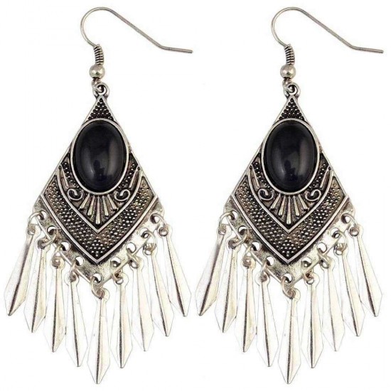 Bohemian Drop Earrings Gemstone Alloy Tassels Geometry Drop Earring For Women