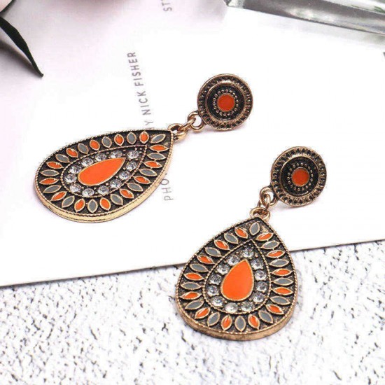 Bohemian Ear Drop Earring Oval Geometric Colorful Earrings For Women